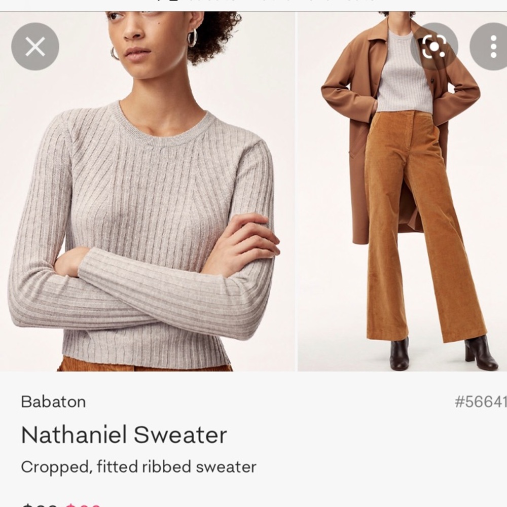 Aritzia Babaton Nathaniel sweater. Light grey. XS